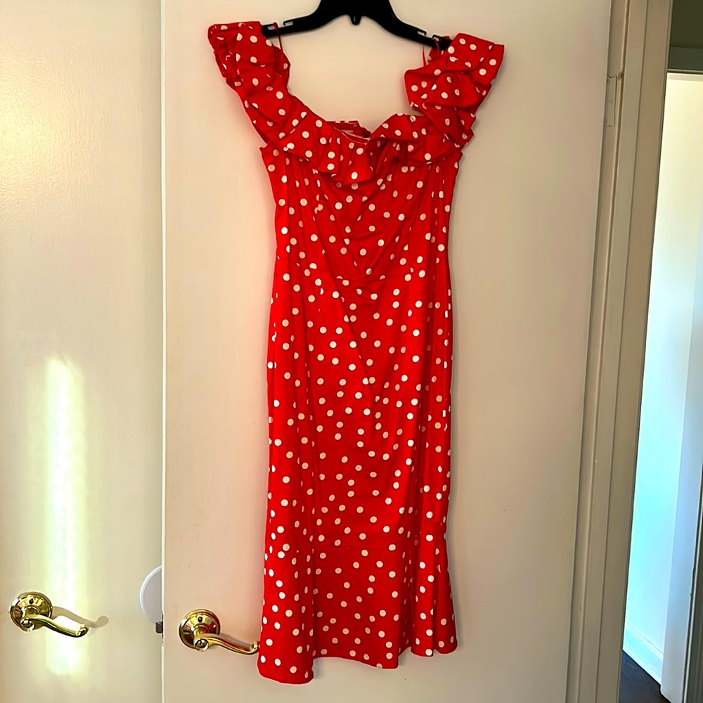 Sugar Lips brand red and white polka dot dress